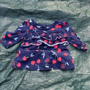 Carter's Navy Dress with Red Heart Pattern